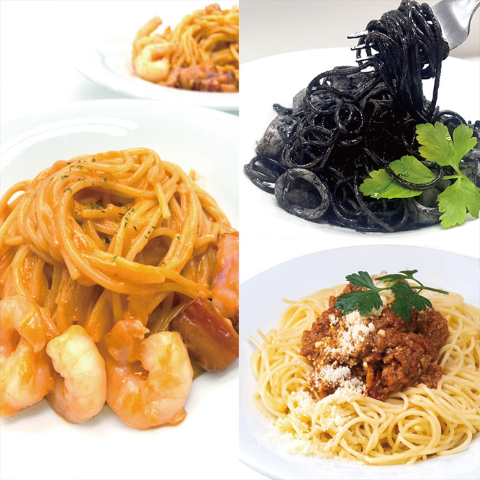 自家製ボロネーゼ&濃厚イカスミ&海老のトマトクリームパスタセット